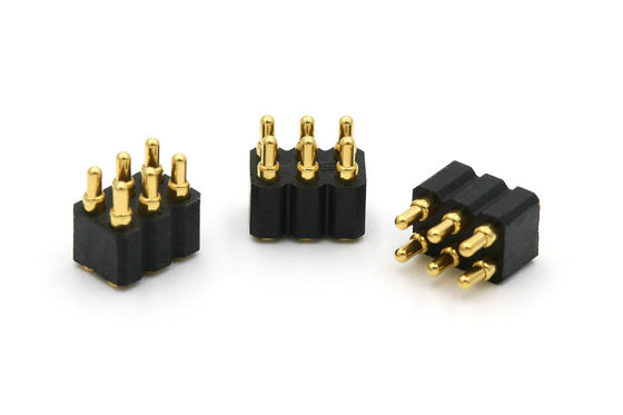 Double Row 6 Pin Pogo Connector SMT Pogo Pin Contacts 2.54mm Pitch