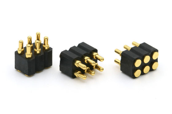 Double Row 6 Pin Pogo Connector SMT Pogo Pin Contacts 2.54mm Pitch