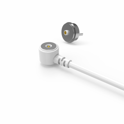 White male and female magnetic pogo pin  cable connector for LED strips